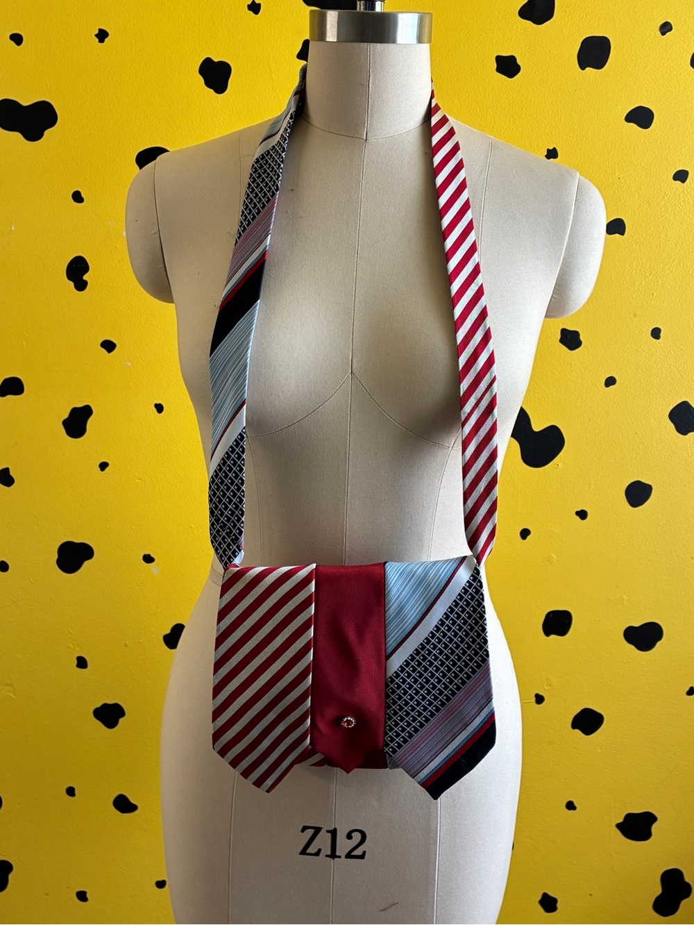 Necktie Purse Upcycled Red Blue Tie Bag - Patchwork One-of-One Indie Sleeze